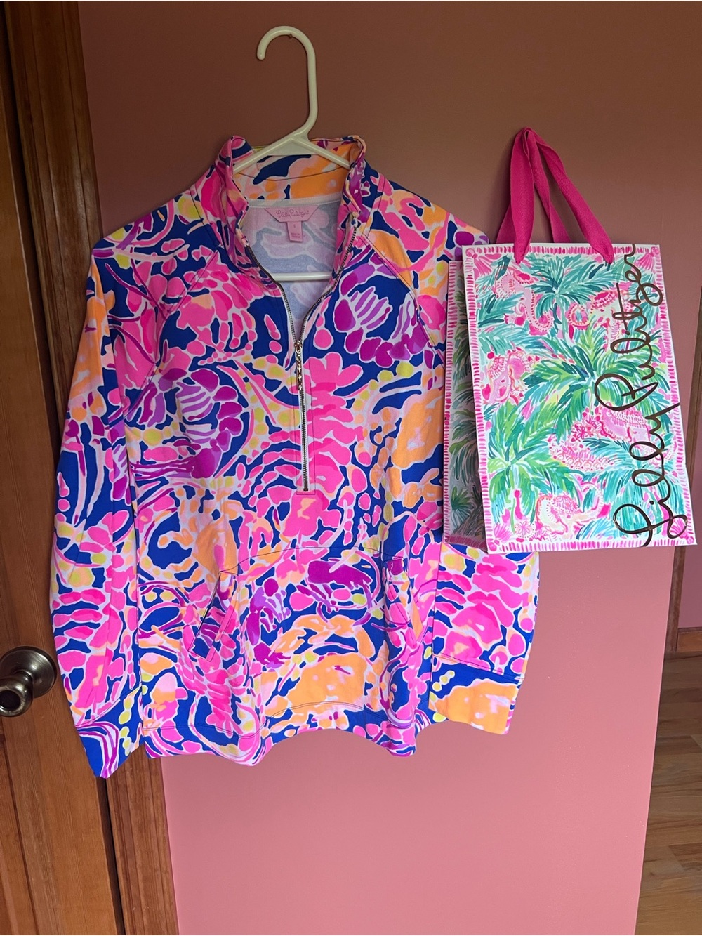 Lilly Pulitzer Pink, Navy & Orange Printed Jacket